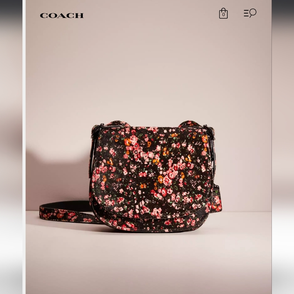Coach Saddlebag 23 Floral Cow Hide. Brand New